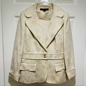 Anne Klein Cream & Gold Brocade Skirt Suit Women’s Size 8